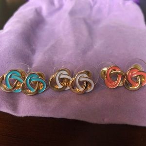 🌟3 Pack Pink,Turquoise,White Twisted Earring Stud